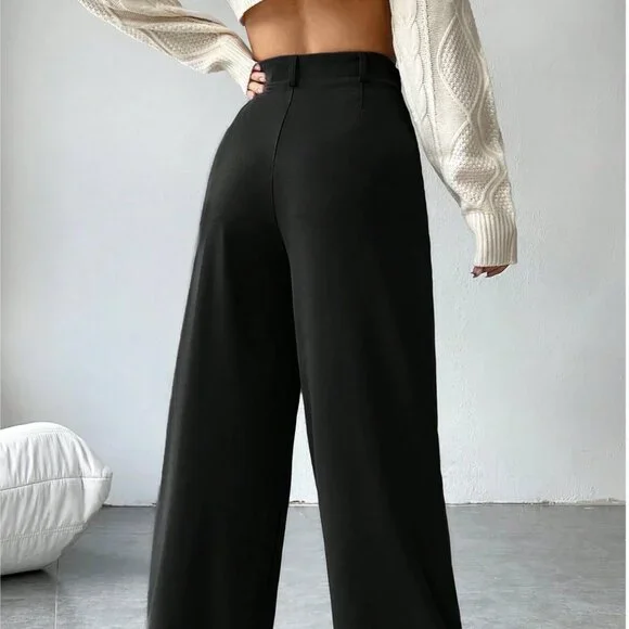 💚 Black High Waist Wide Leg Elegant Trousers – Size M-L - Picture 5 of 11